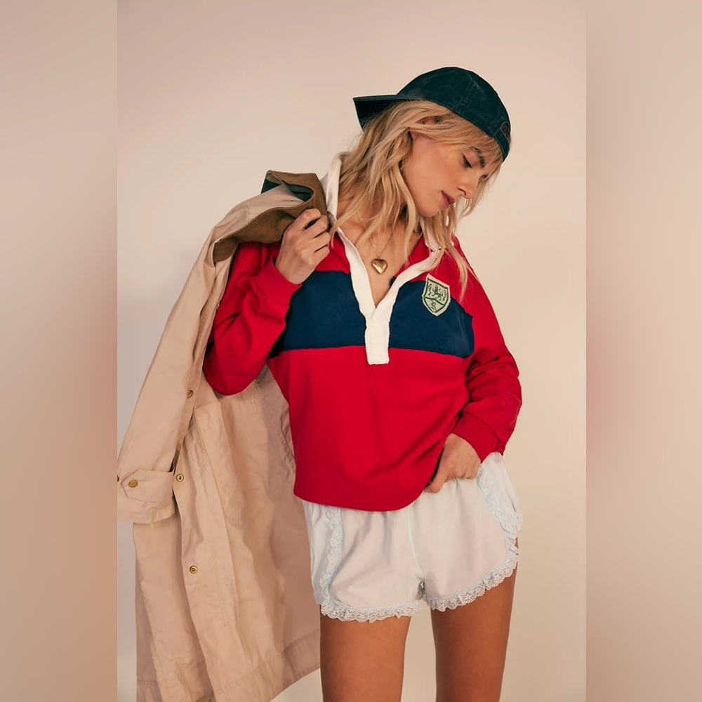 NWT Rs7 Rugby Patchwork Long-Sleeve Tee Free People